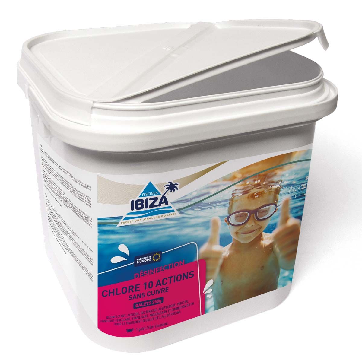 Chlore 10 Actions sans Cuivre Piscines Ibiza 5KG
