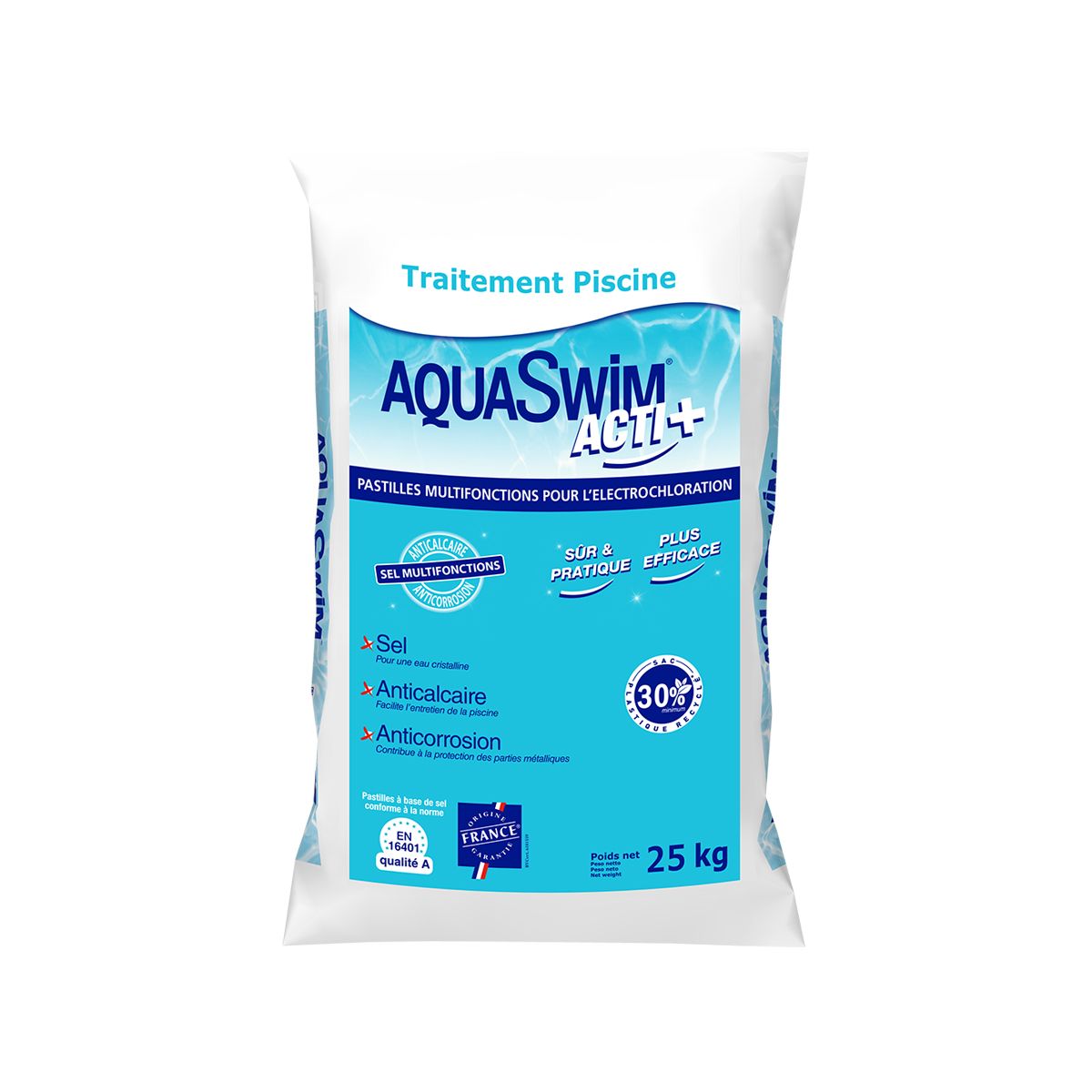 Sel pour Piscines Pastilles Aquaswim Acti+ 25KG